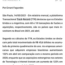 TTR: Estados Unidos e Argentina so os pases que mais investiram no Brasil at abril